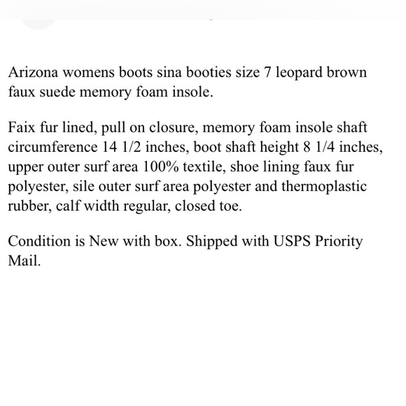 Arizona Boots Sina Size 7 Leopard Brown Faux Suede Memory Foam Insole NIB - Picture 3 of 5